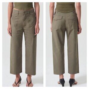 AGOLDE Duffle Olive Green Cotton Blend DARIA Utility Cropped Pant